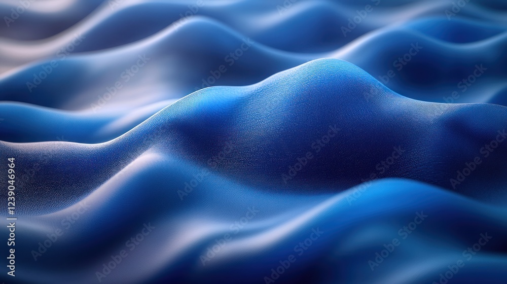 Obraz premium Abstract Blue Waves Flowing Textile Ruffle 3D Render Modern Soft Lighting