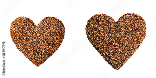 Heart Shapes Made of Mustard Seeds on White Background