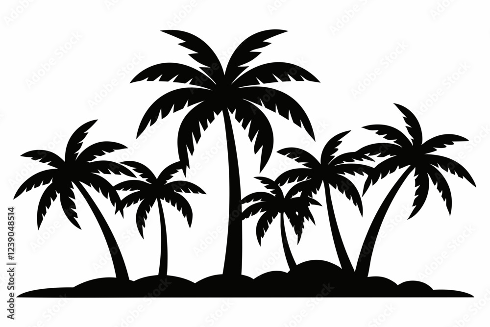 Fototapeta premium Tropical Palm Tree Silhouette Art, silhouette palm tree vector illustration for t-shirt design 