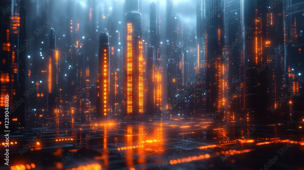 Fototapeta premium Futuristic Financial Data Visualization Cyberpunk Graph Chart Report Analysis Marketing Research Technology