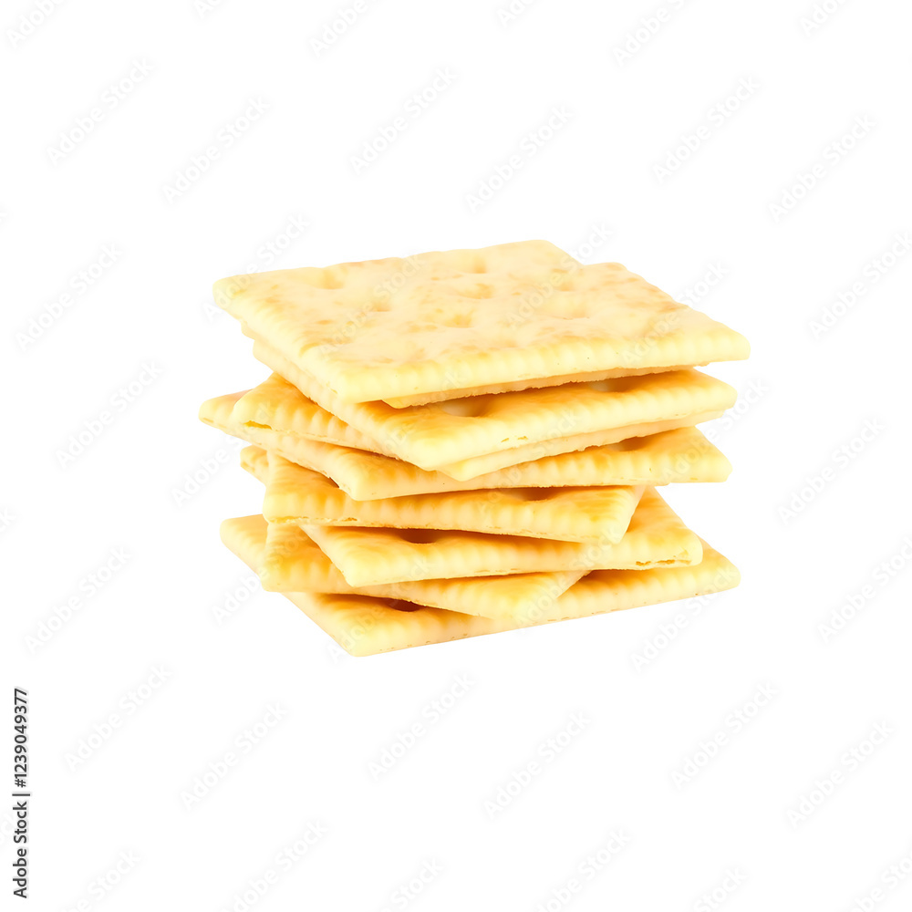 Stack of Square Crackers with Light Golden-Brown Color and Textured Surface Stack of Square Crackers with Light Golden-Brown Color and Textured Surface