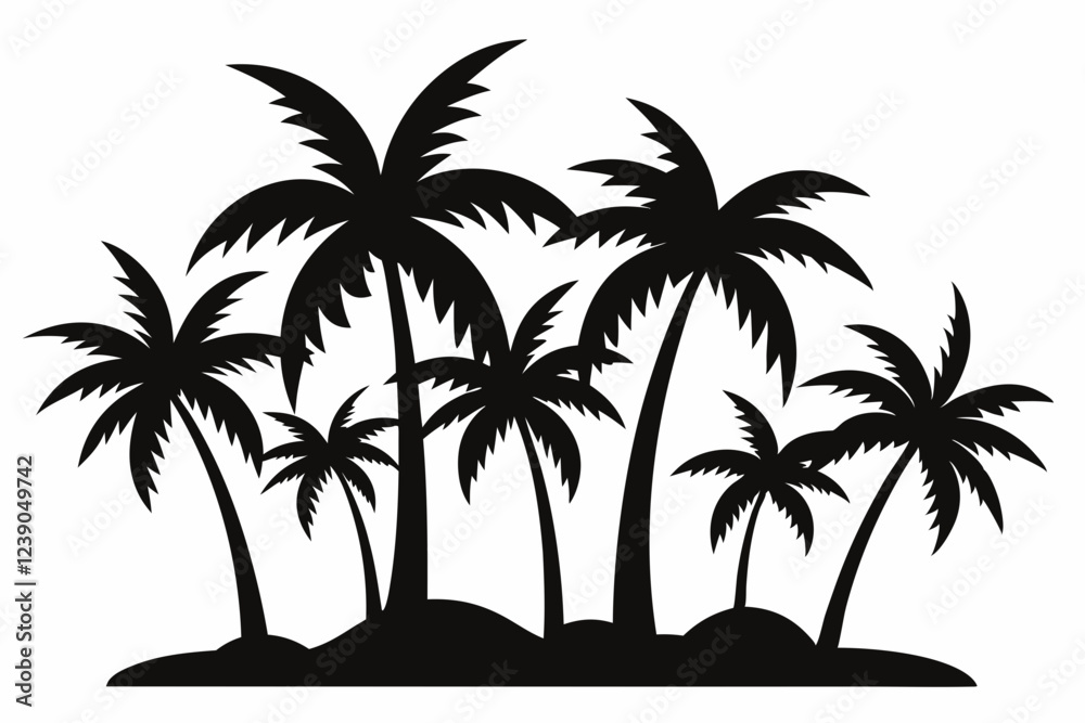 Obraz premium Tropical Palm Tree Silhouette Art, silhouette palm tree vector illustration for t-shirt design 