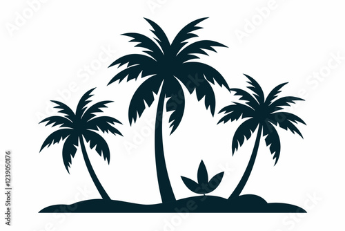 Tropical Palm Tree Silhouette Art, silhouette palm tree vector  illustration for t-shirt design 