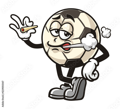 Cartoon mascot character of  Smoking Football or Soccer ball 