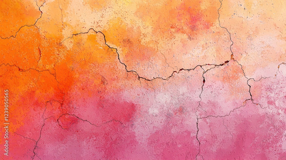 Abstract Cracked Wall Texture Pink Orange Hues Abstract Cracked Wall Texture Pink Orange Hues