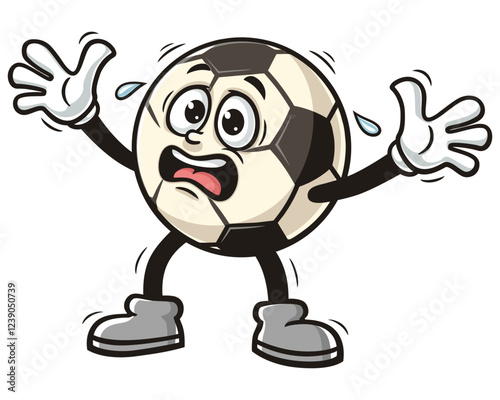 Cartoon mascot character of Panic Football or Soccer ball 