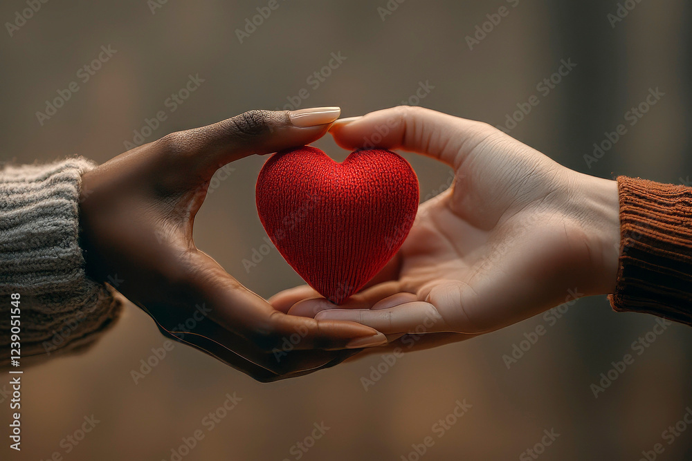 Symbol of Love and Unity with Hands Holding a Red Heart Symbol of Love and Unity with Hands Holding a Red Heart