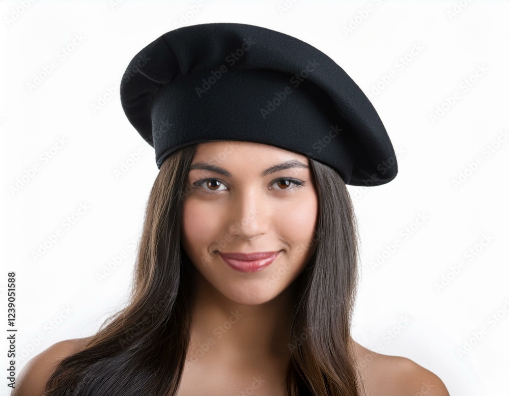 blacke beret, white background, AI generated blacke beret, white background, AI generated