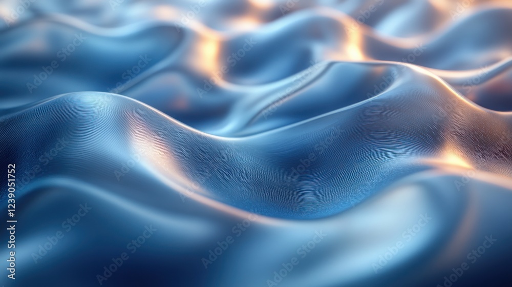 Obraz premium Abstract Blue Wave Textiles Flowing Ruffles Soft Ambient Lighting Modern Design