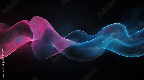 Abstract neon pink and blue waves forming a futuristic gradient, perfect for technology-inspired visuals or modern artwork.