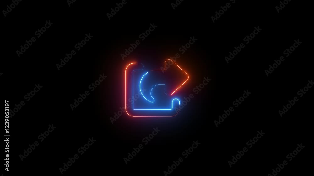 Blue and brown color glow neon share from square icon animation Blue and brown color glow neon share from square icon animation