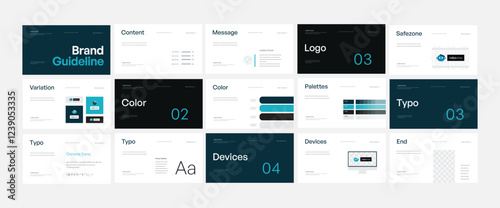 Brand identity design template. Creative brand guidelines layout. Logo and brand strategy guide. Brand manual presentation. Brand strategy design. Logo guideline book.