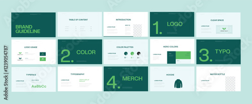 Brand identity design template. Creative brand guidelines layout. Logo and brand strategy guide. Brand manual presentation. Brand strategy design. Logo guideline book.