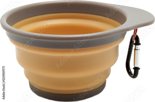 Collapsible silicone dog bowl with a metal carabiner