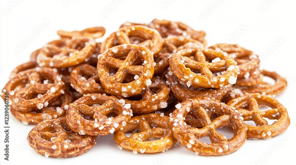 Heap of Salted Baked Pretzel Snacks in a Group for Eating and Appetizer Enjoyment with Sprinkled Salt. Heap of Salted Baked Pretzel Snacks in a Group for Eating and Appetizer Enjoyment with Sprinkled Salt.