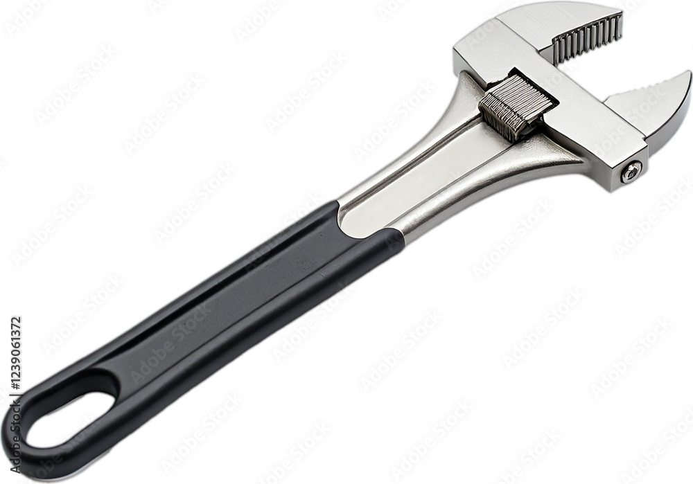 Wrench with a chrome finish and a rubberized grip Wrench with a chrome finish and a rubberized grip