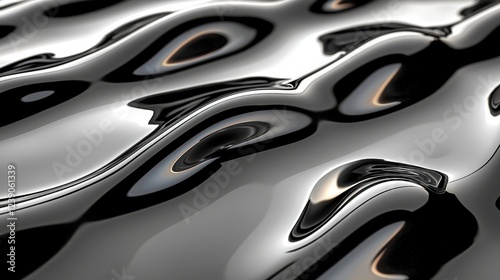 Wallpaper Mural Glossy Black Surface with Fluid Wavy Patterns and Reflections Torontodigital.ca