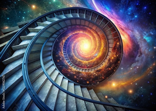 Majestic Cosmic Staircase Ascending to a Vibrant Galaxy