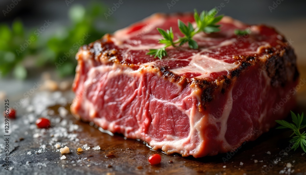 Juicy Grilled Steak Closeup Shot with Herbs Juicy Grilled Steak Closeup Shot with Herbs