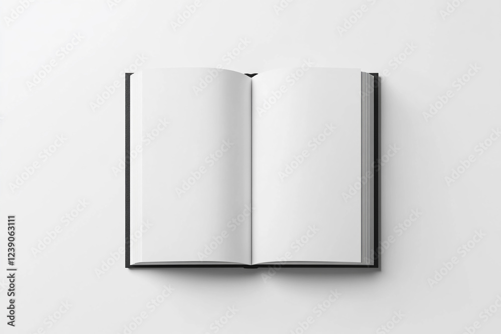 Fototapeta premium Blank open book on a clean white table inviting creativity and ideas at any time of day