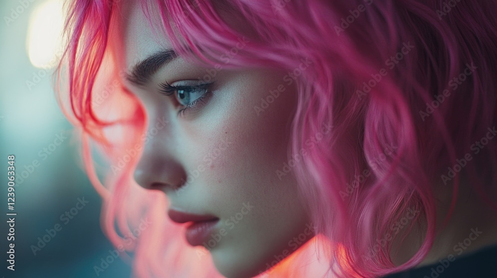Fototapeta premium Pink-Haired Female Portrait