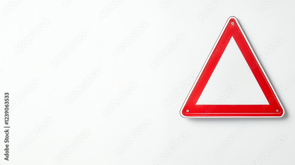 Red triangular warning sign on white background, minimalist design. Red triangular warning sign on white background, minimalist design.