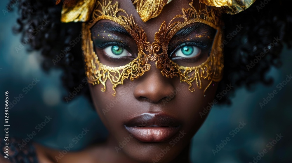 Captivating Masked Identity With Golden Accents Captivating Masked Identity With Golden Accents