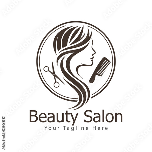 Beauty Salon or Hair Treatment Logo Vector Design Template