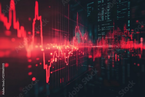 Stock market crash with a red arrow pointing down photo