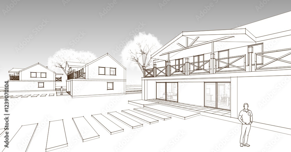townhouse architectural sketch 3d illustration
townhouse architectural sketch 3d illustration
