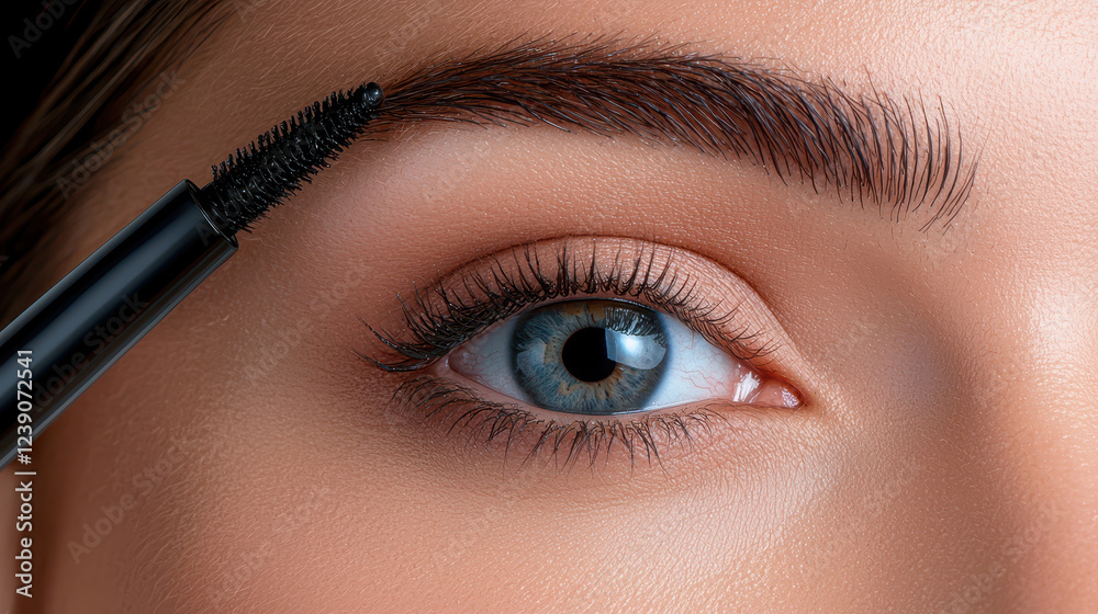Naklejka premium Perfectly groomed eyebrow with precise applicator enhancing beauty