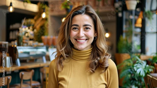Wallpaper Mural The Smiling Woman in Cafe Torontodigital.ca