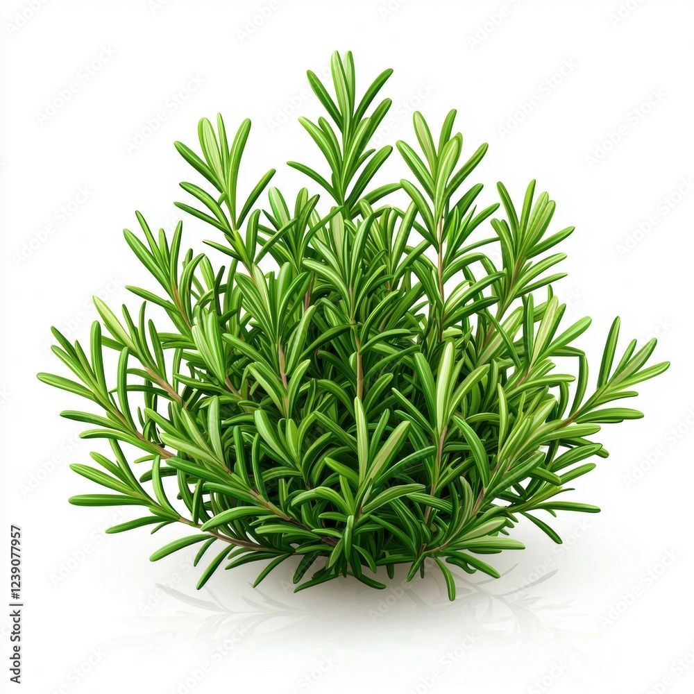 Fresh rosemary sprigs with a burst of herbal essence, isolated on white background Fresh rosemary sprigs with a burst of herbal essence, isolated on white background