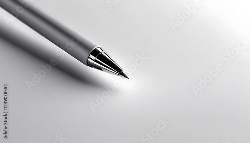 Silver Pen Poised Above Blank White Paper photo