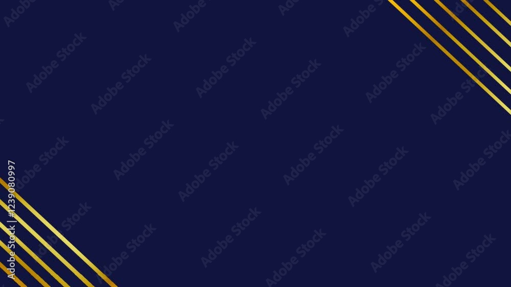 Luxury blue background with golden stripes on corners, Animated luxury background