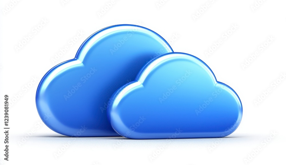 Blue Cloud Icons Representing Digital Storage and Data Sharing Blue Cloud Icons Representing Digital Storage and Data Sharing