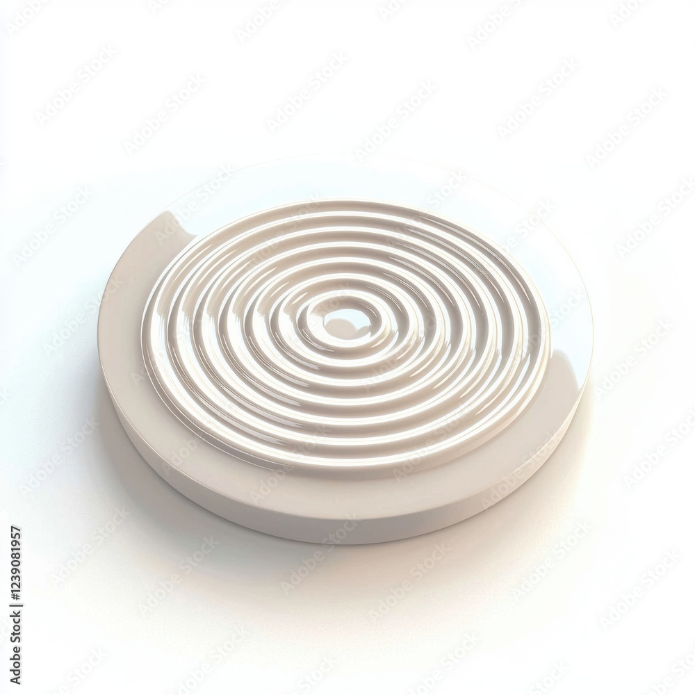 Gentle Water Ripple Expanding on a Calm Surface, Perfect Circles Forming, Isolated on White Background Gentle Water Ripple Expanding on a Calm Surface, Perfect Circles Forming, Isolated on White Background