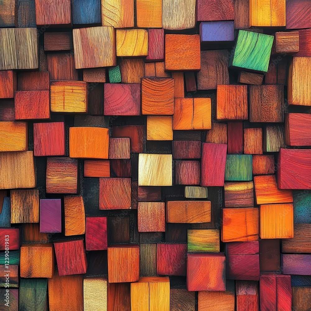 Vibrant Collection of Colorful Wooden Blocks in Various Shades and Textures Vibrant Collection of Colorful Wooden Blocks in Various Shades and Textures