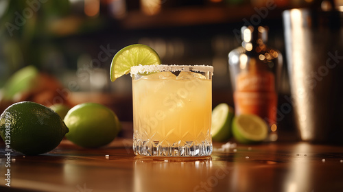 Margarita Cocktail in Festive Style with Light Colors Inviting Beverage
 photo