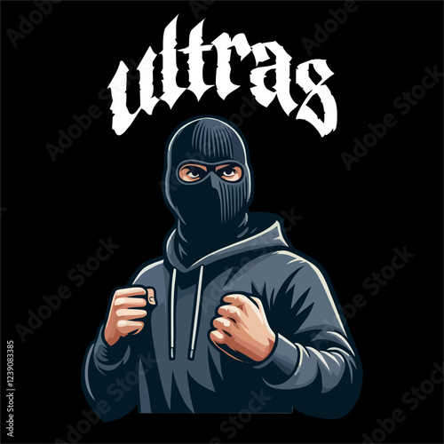 illustration vector graphic of Football fans ultras hooligan design for logo, t-shirt, etc