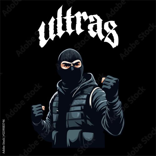 illustration vector graphic of Football fans ultras hooligan design for logo, t-shirt, etc