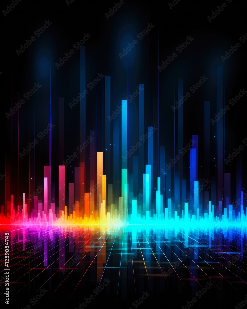 Abstract Equalizer Background with Colorful Waves and Musical Design Elements. Innovative Technology for Music Projects Abstract Equalizer Background with Colorful Waves and Musical Design Elements. Innovative Technology for Music Projects