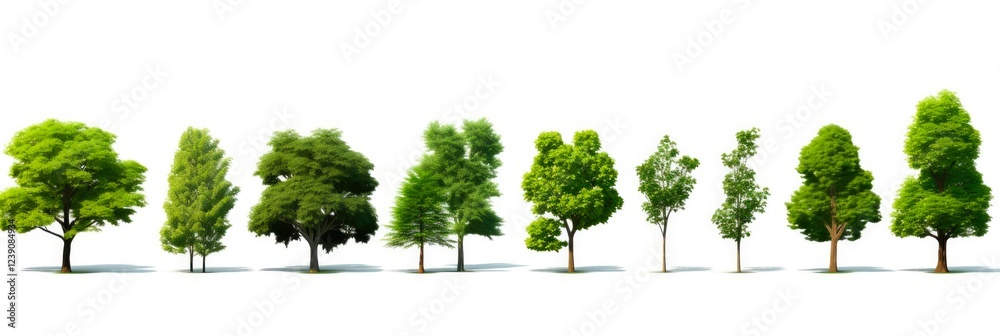 Fototapeta premium 3D Tree Illustrations for Architectural Design and Garden Decoration. Beautiful Collection of Isolated Trees in Green Nature Render