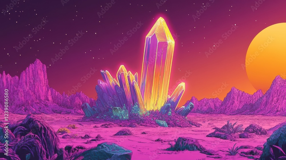 Fototapeta premium Alien Landscape Featuring Giant Crystal Formation
