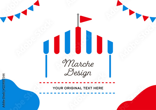 the image colors of the 2025 Osaka Expo - red and blue  Tent, garland and flag icon vector illustration title background event poster material natural and cute pop design colorful