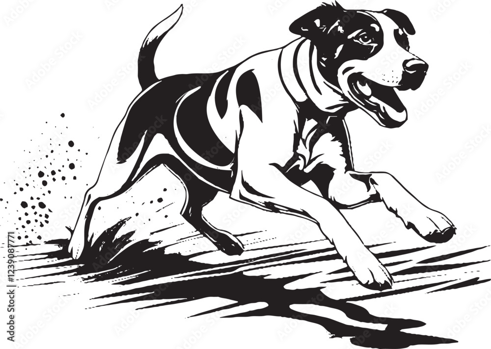 Obraz premium One Dog Running silhouette vector 