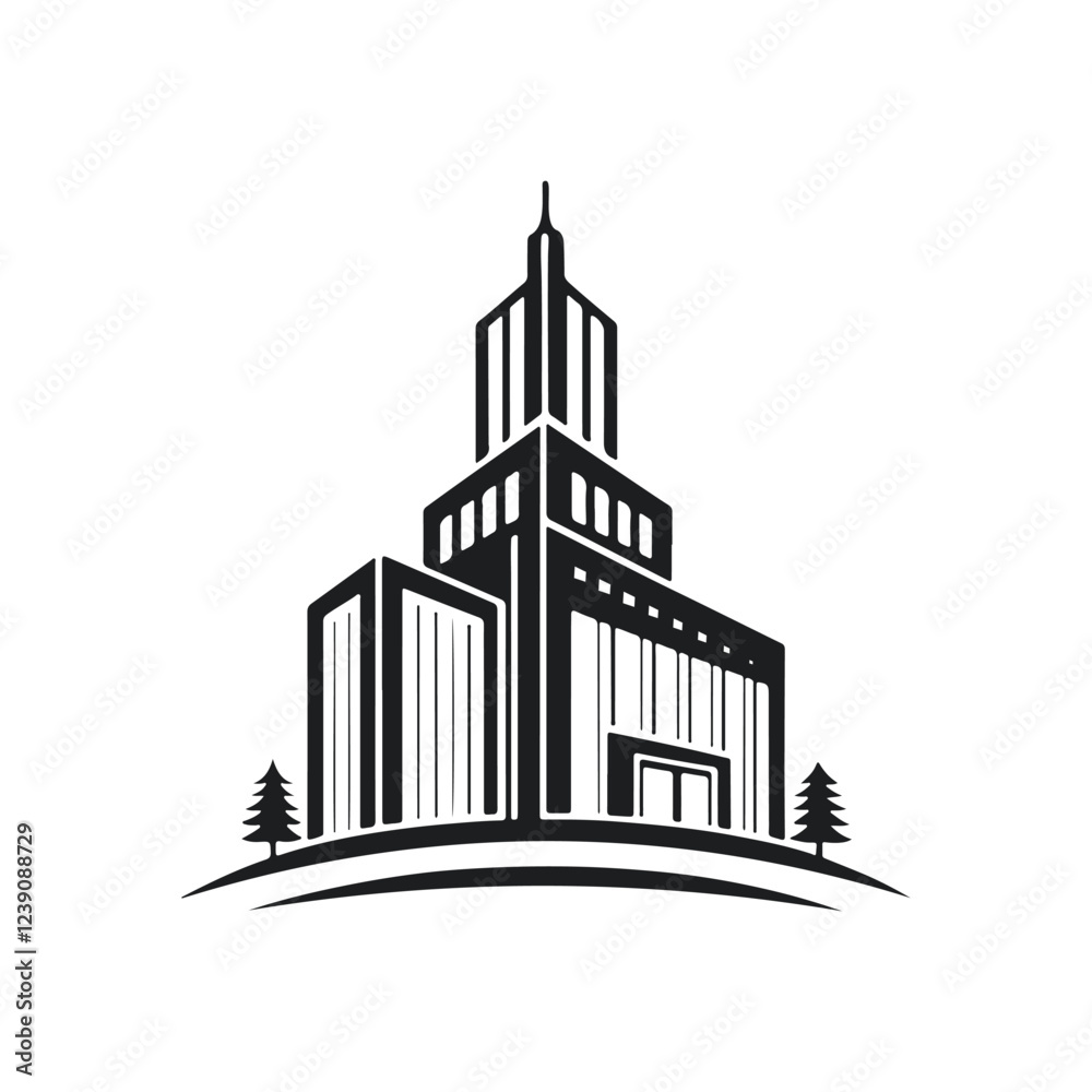 Fototapeta premium building home silhouette vector logo design