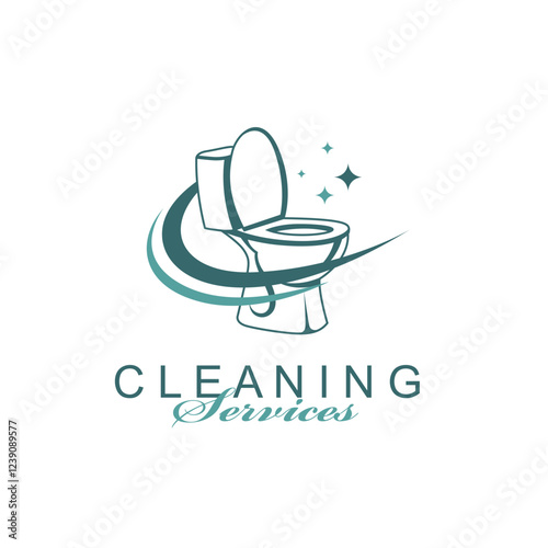 cleaning service design with toilet bowl isolated on white background
