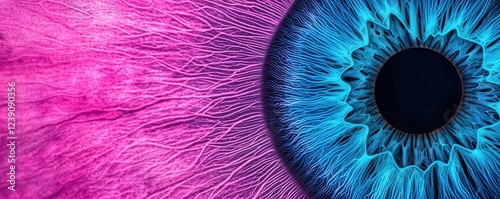 Professional eye care setup with a focus on a slit lamp and a vivid iris scan, representing accuracy and innovation in vision health