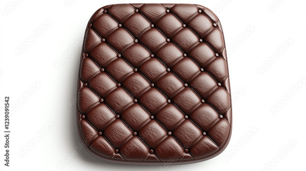 Obraz premium Elegant brown tufted leather seating cushion.